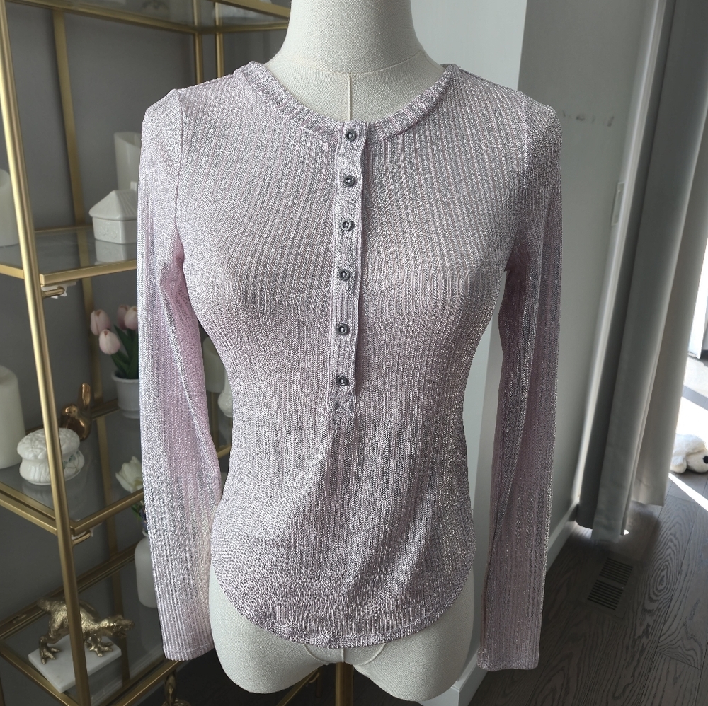 Anthropologie EUC Purple Silver Shimmer Button Down Shirt